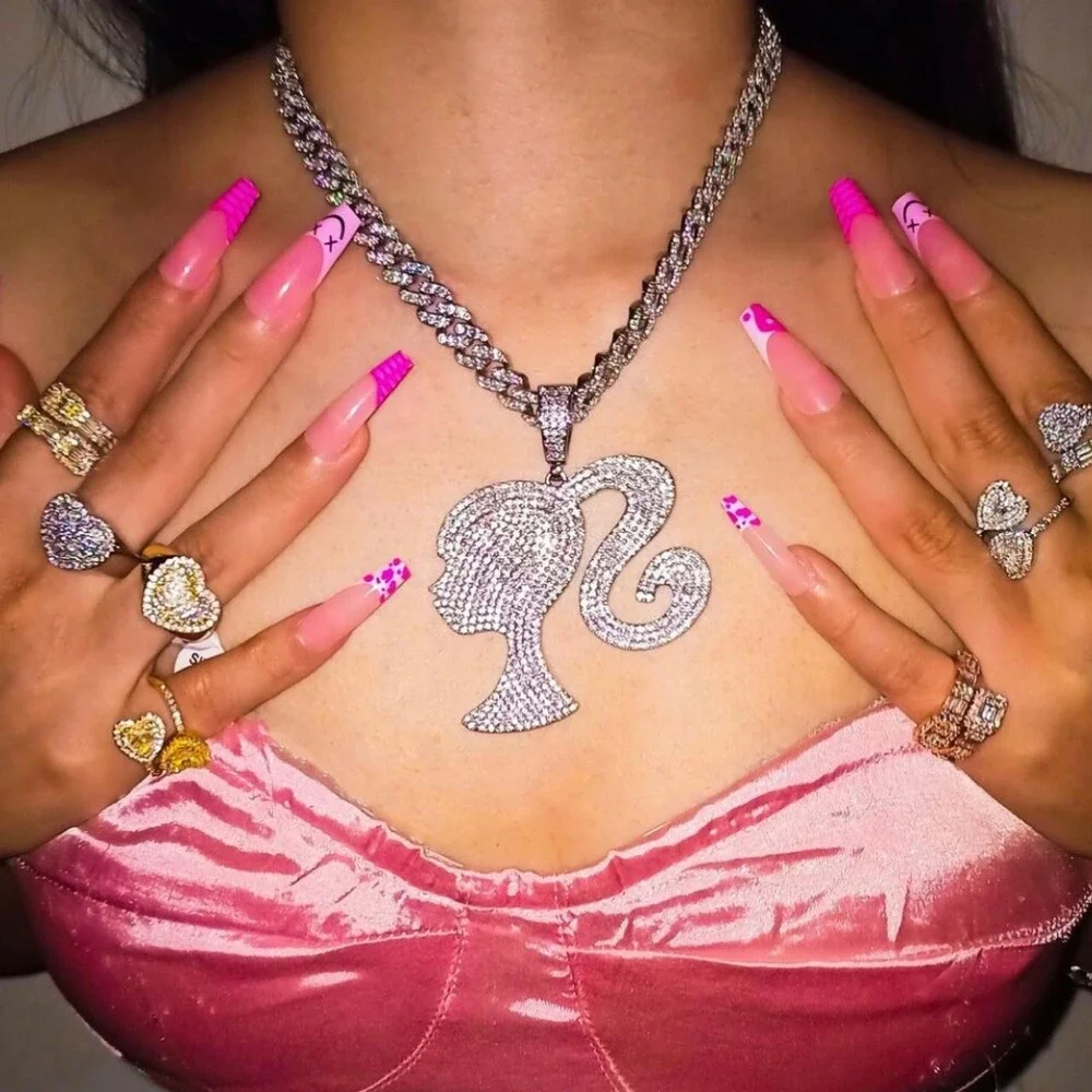 Barbie Girl Iced Out Cuban Necklace 16inch